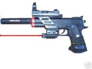 P198f Style Airsoft Spring Pistol W/laser, Silencer  Sports & Outdoors