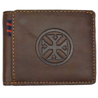 Yl Mens Brown Leather Bi fold Wallet