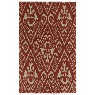 Hand tufted Runway Red/ Light Brown Ikat Wool Rug (2 X 3)