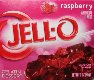 Jell O Gelatin Dessert, Raspberry, 3 Ounce Boxes (Pack of 4)  Gelatin Dessert Mixes  Grocery & Gourmet Food