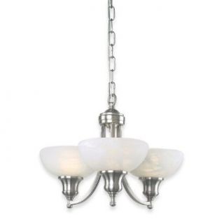 Royce Lighting RMC800/3 12 Fairlawn Three Light Mini Chandelier Brushed Steel with White Alabaster Globes    