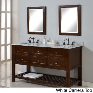 Mission Spa Dark Brown 60 inch Double Vanity Sink Cabinet