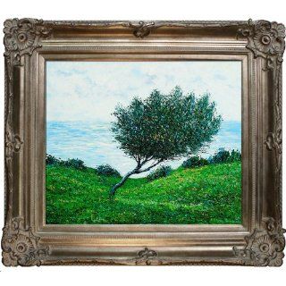 Art MON2130 FR 801S20X24 Claude Monet Sea Coast at Trouville with Renaissance Champagne Frame Ash Finish   Oil Paintings