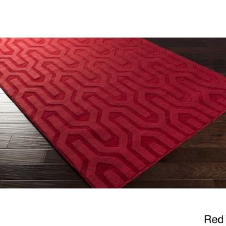 Surya Carpet, Inc Hand Loomed Drome Solid Tone on tone Geometric Wool Area Rug (8 X 11) Red Size 8 x 11