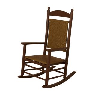 POLYWOOD Mahogany/Tigerwood Recycled Plastic Woven Seat Outdoor Rocking Chair