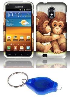 Cute Monkeys Design Shield Case + Atom LED Keychain Light for Samsung Galaxy S II 4G D710 (Boost Mobile, Virgin Mobile, Ting, Sprint) Cell Phones & Accessories