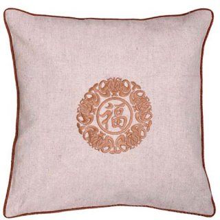 EXP Decorative Handmade Beige Cushion Cover / Pillow Sham   Chinese Fortune & Lotus Flower Symbol   Throw Pillow Covers