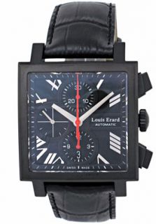 Louis Erard 77504AN02.BDC34  Watches,Mens La Carree Date Black PVD Stainless Steel Black Dial Chronograph, Casual Louis Erard Automatic Watches