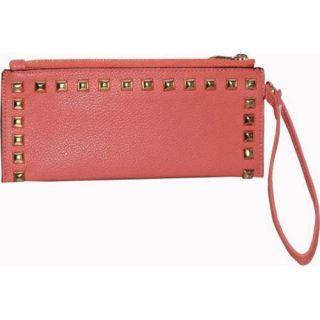 Womens Blingalicious Leatherette Clutch With Studs Q2027 Coral
