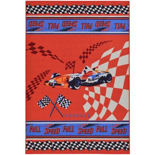 Childrens Race Cars Design Red Area Rug (33 X 5)