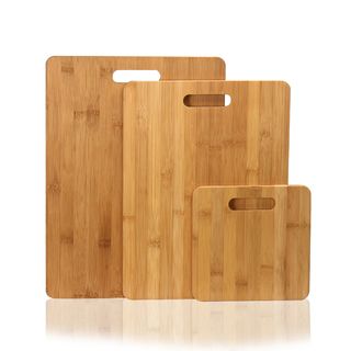 Adeco 3 piece 100 percent Natural Bamboo 3/8 inch Thick Chopping Board Set