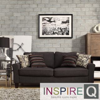 Inspire Q Fullerton Dark Grey Linen Flared Track Arm Sofa
