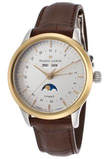 Maurice Lacroix LC6068 YS101 13E  Watches,Mens Les Classiques Automatic Brown Genuine Leather Silver Tone Dial, Luxury Maurice Lacroix Automatic Watches
