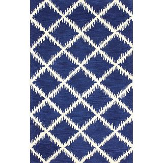 Nuloom Hand tufted Modern Trellis Wool Blue Rug (76 X 96)