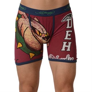 Ed Hardy Mens Athletic Bulldog Red Vintage Boxer Briefs