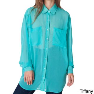 American Apparel American Apparel Womens Oversized Chiffon Button up Shirt (one Size) Green Size One Size Fits Most