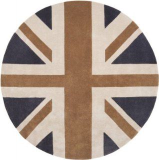 Surya Cosmopolitan COS 9046 Contemporary Hand Tufted 100% Polyester Bronze 8' Round Graphic Novelty Area Rug   Machine Made Rugs
