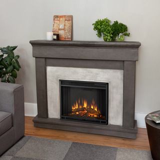 Real Flame Cascade Dune Stone Electric Cast Fireplace