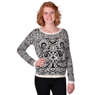 Journee Collection Juniors Two tone Printed Sweater