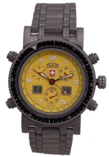 Swiss Military SM1748  Watches,Mens Delta Force Analog/Digital Chronograph Yellow Textured Dial Titanium, Chronograph Swiss Military Quartz Watches