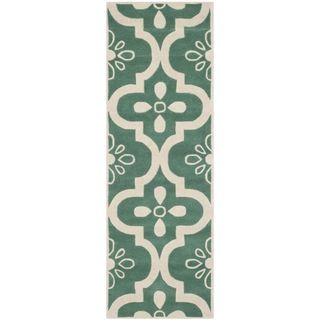 Safavieh Handmade Moroccan Chatham Abstract Pattern Teal/ Ivory Wool Rug (23 X 7)