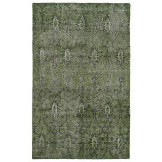 Kaleen Rugs Hand knotted Vintage Replica Green Wool Rug (80 X 100) Green Size 8 x 10