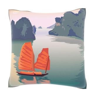 Custom Photo Factory Halong Bay, Vietnam 18 inch Decorative Pillow Multi Size 18 x 18
