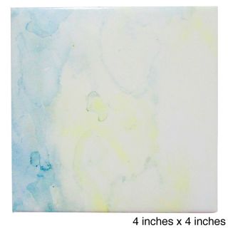 Green Yellow Watercolor Painting Abstract Ceramic Wall Tiles (pack Of 20)