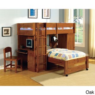 Furniture Of America Siena Junior Loft Twin Over Twin Bunk Bed Oak Size Twin