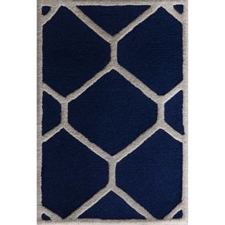 Safavieh Handmade Moroccan Cambridge Contemporary Navy/ Ivory Wool Rug (26 X 4)