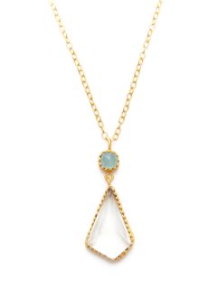 Chalcedony & Crystal Quartz Pendant Necklace by Kevia