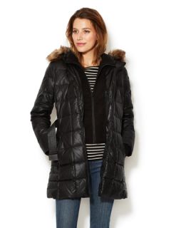 Quilted Puffer Coat with Faux Fur Trim Hood by Wythe NY