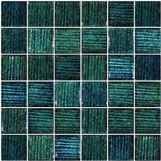 Susan Jablon Mosaics   2x2 Inch Turquoise Teal Stripes Dichroic Glass Tile   Glass Wall Tile  