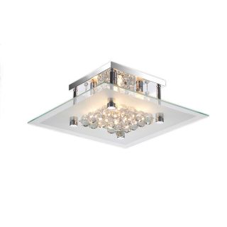 Lucia Square Chrome And Crystal Flush Mount 4 light Chandelier