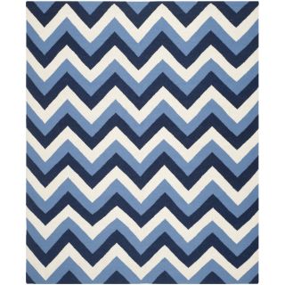 Safavieh Hand woven Dhurries Navy/ Light Blue Wool Rug (8 X 10)