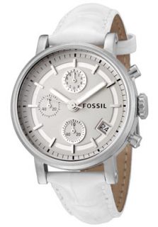 Fossil ES2202  Watches,Womens Chronograph White Leather, Chronograph Fossil Quartz Watches
