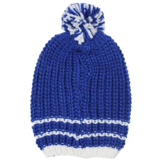 Crosshatch Mens Hillside Chunky Knitted Hat    Royal Blue/Ecru      Clothing