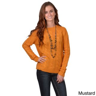 Journee Collection Journee Collection Juniors Scoop Neck Cable Knit Long sleeved Sweater Yellow Size S (1  3)