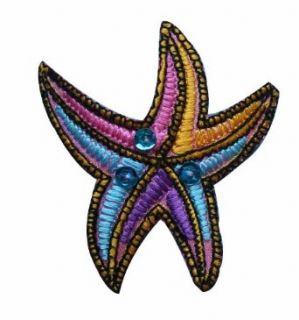 ID #0322 Starfish Embroidered Iron On Applique Patch
