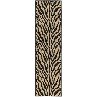 Black/ Beige Animal Print Zebra Design Non skid Runner Rug (18 X 411)