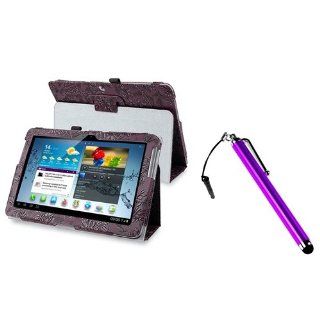 Everydaysource compatible with Samsung© Galaxy Tab 2 10.1 P5100/ P5110 Purple Flower Leather Case With Stand + FREE Purple Stylus Computers & Accessories