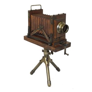 Vintage Wooden Extension Camera With Tripod