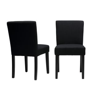 Cortesi Home Alena Black Linen Low Back Dining Chairs (set Of 2)