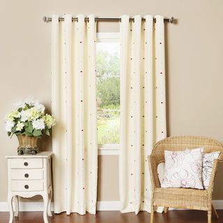 Best Home Fashion Pom Dot Oxford Grommet Top Curtain Panel Pair Cream Size 52 x 84