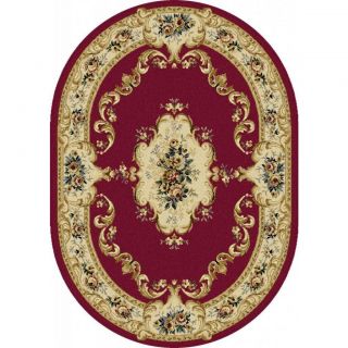 Lagoon Red Oval Traditional Area Rug