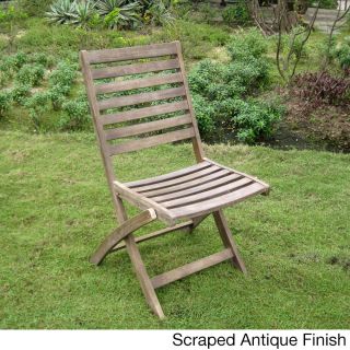 Acacia Hardwood Folding Ladder Back Chairs (set Of 2)
