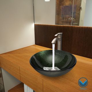 Vigo Emerald Glass Vessel Sink And Otis Brushed Nickel Faucet Set