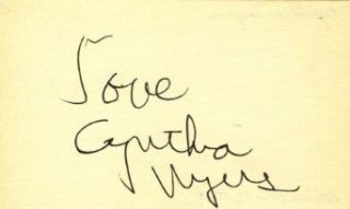 Myers, Cynthia Autographed Index Card Entertainment Collectibles