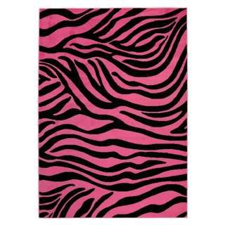 Pink/ Black Animal Print Zebra Area Rug (5 X 7)