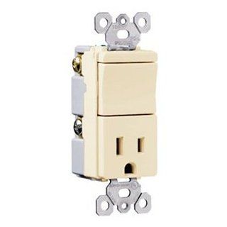 TradeMaster Decorator One Single Pole Switch and Outlet in Light Almond